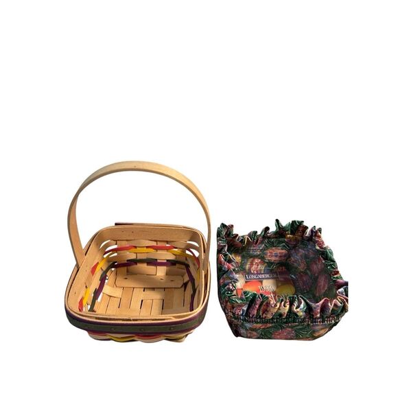Longaberger natural basket with Easter eggs cloth insert 1998